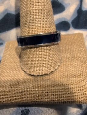 Stainless Steel Men's Blue Inlay Band Ring